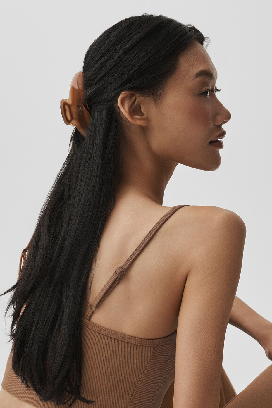 Acrylic Illusion Claw Clip - Sun Kissed Brown/Brushed Gold