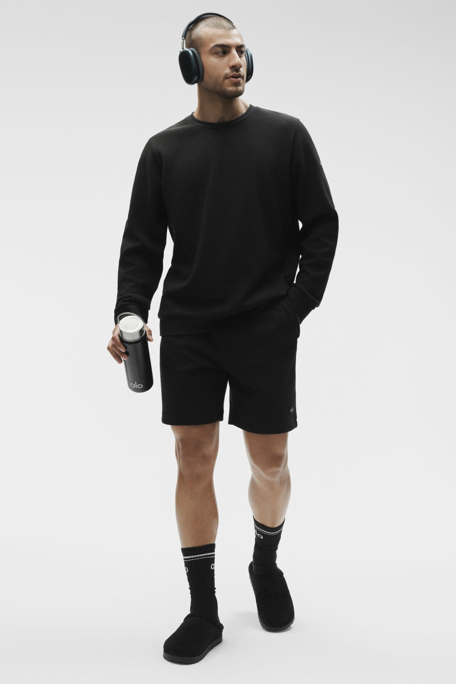 7" Waffle Lounge Short - Black