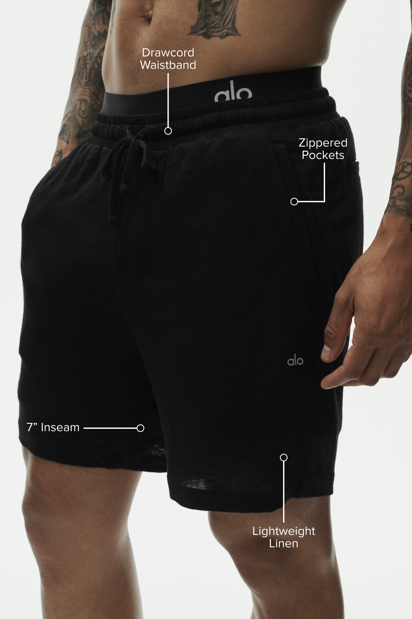 7" Linen Jersey Coastal Short - Black