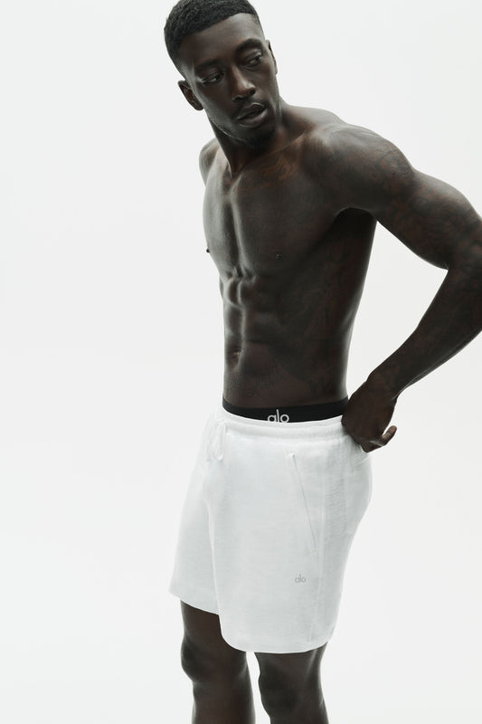 7" Linen Jersey Coastal Short - White