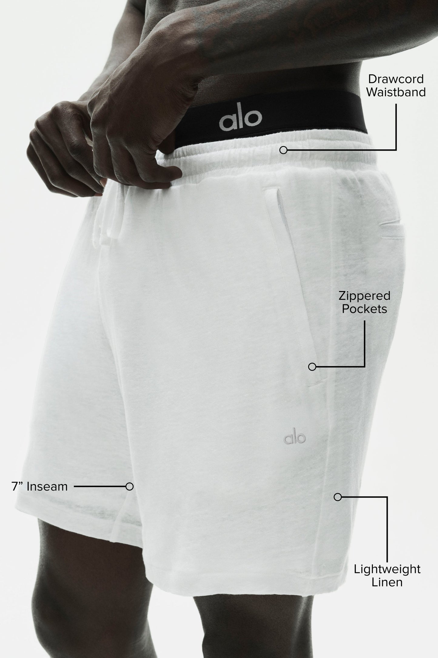 7" Linen Jersey Coastal Short - White