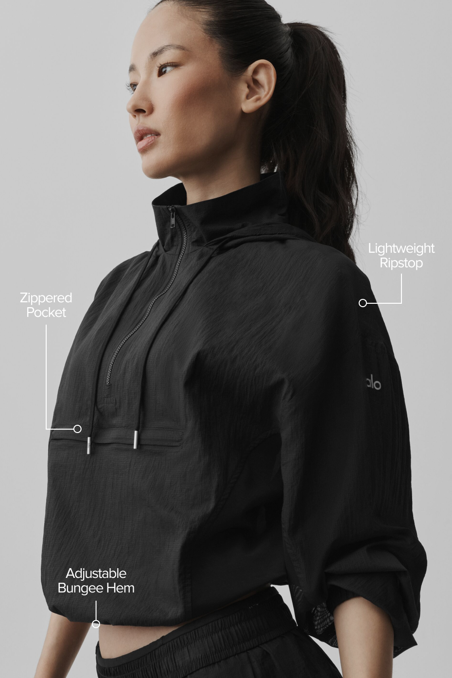 1/4 Zip Go Time Pullover - Black