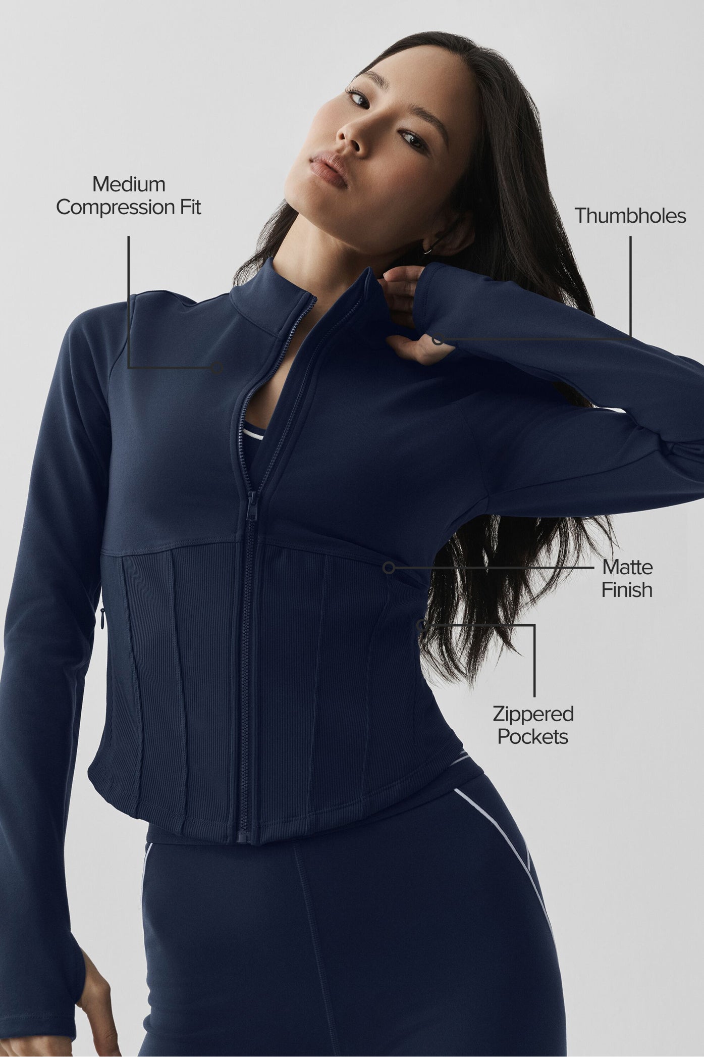 Airbrush Corset Full Zip Jacket - Navy