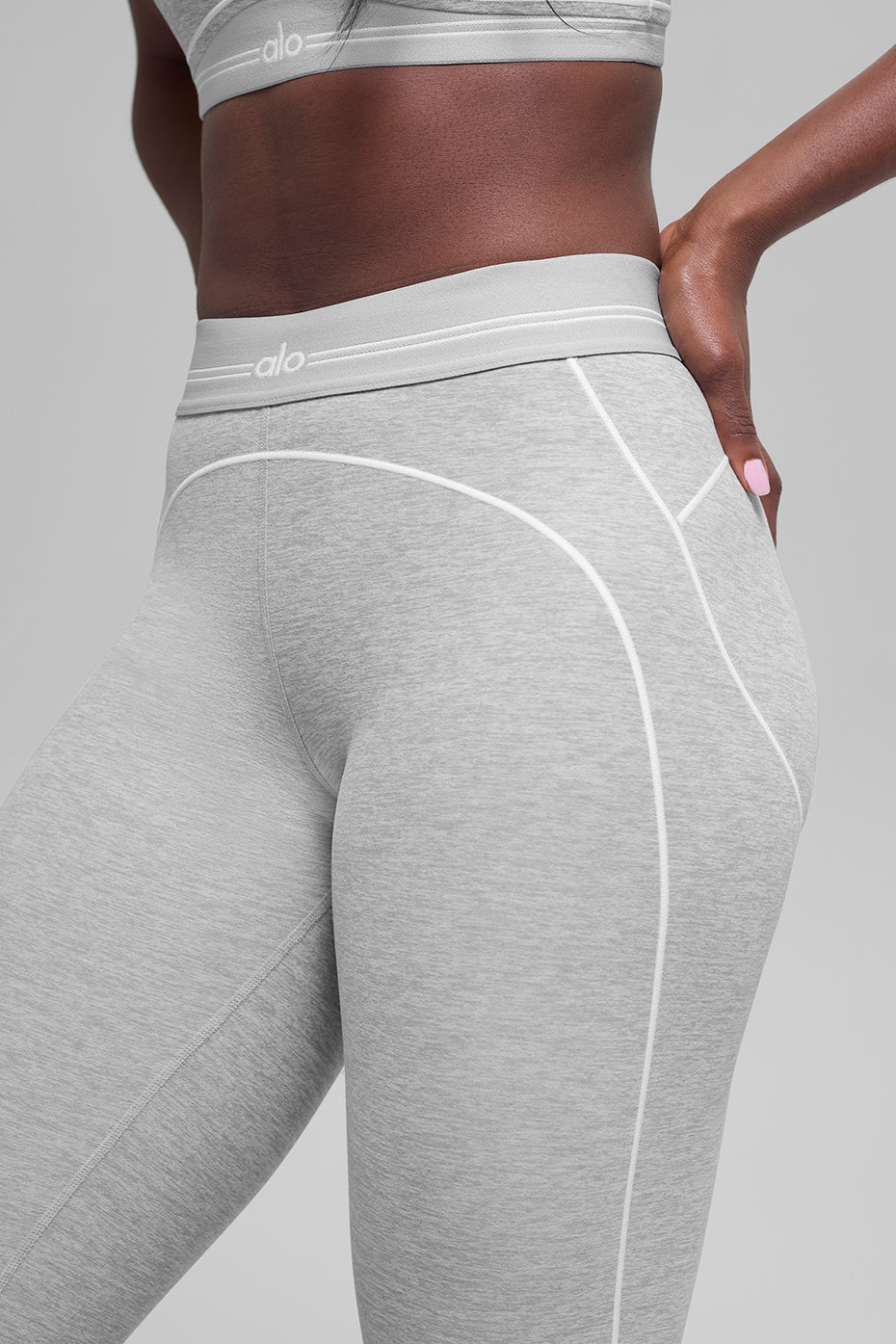 7/8 High-Waist Alosoft Heart Throb Legging - Athletic Heather Grey/White