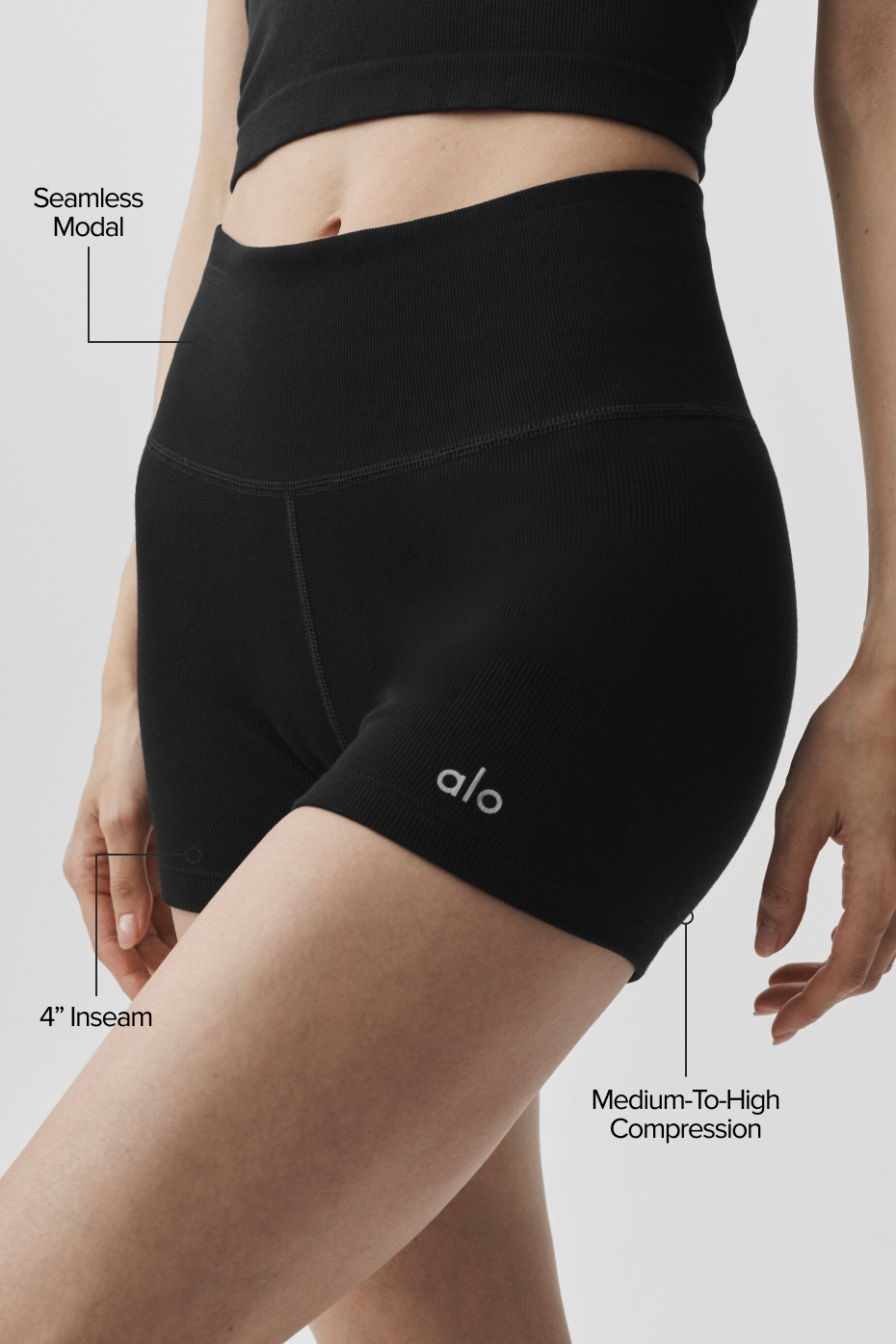 4" Seamless Modal Ribbed High-Waist Short - Black