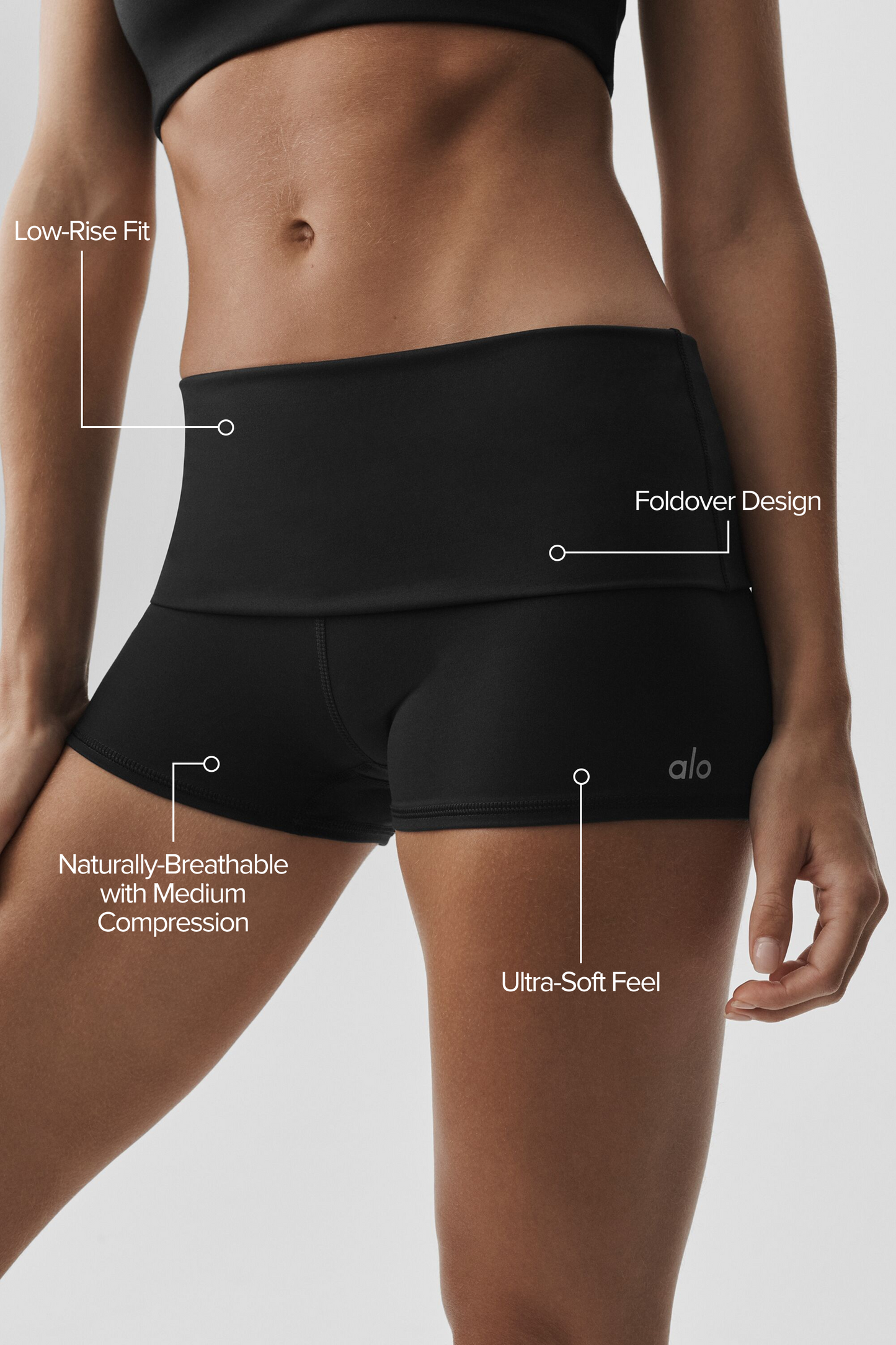 3" ALO Softsculpt Low-Rise Foldover Short - Black